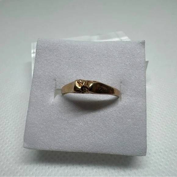 Vintage 14K Yellow Gold Nugget Style Ring Band 1.14 Grams Size 6, 585, European - Picture 3 of 14
